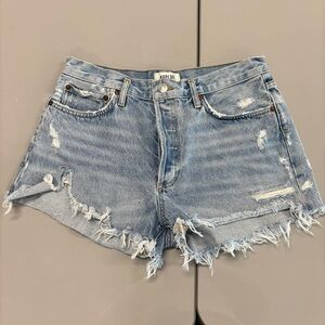 Agolde Distressed Denim Shorts - Light Blue. Parker. Size 29